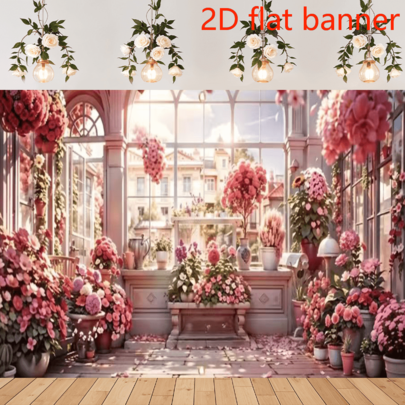 1pc, All-Over Cherry Blossom Warm Garage Door Banner , Polyester Garage Door Decoration, Garage Door Mural, Holiday Decoration, Party Decoration, Background Decoration, Indoor Outdoor Decoration