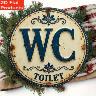 1pc Vintage Metal Bathroom Plaque, Rustic Style Decor For Home, Cafe, Restaurant And Outdoor, Suitable For Halloween And Christmas Decoration - No Electricity Needed, Ideal Gift For Friends And Family, Pre-Drilled Holes, Style As Shown In Size Image