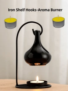 1个创意铁架陶瓷香炉及支架，家用香薰扩散器，简易陶瓷香炉工具，精油扩散器 - 鐵架掛鉤陶瓷芳香爐 - 查看 16