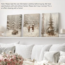 مجموعة 3 قطع من لوحات الجدار الفنية الرجعية، مجموعة لوحات جدارية على قماش للأشجار الصنوبرية والغابة الثلجية - مقاومة للماء، بإطار خشبي لديكور المناظر الطبيعية الشتوية، هدية عيد الميلاد المثالية، ديكور عيد الميلاد | ملصق عيد الميلاد | مؤطر أو غير مؤطر، ديكور الغرفة، ديكور المنزل، ديكور غرفة السكن الجامعي، هدايا لديكور الجدران في الفندق، المنزل، غرفة المعيشة، غرفة النوم، الحمام والمكتب