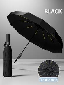 Unisex Automatic Umbrella, Reinforced Ribs, Foldable, Portable, Durable UV Protection, Dual Use For Sun And Rain (Can Customize Umbrella Fabric, Rib Color, English Letter Pattern Design, Button Shape And Color) - Multicolor - View 15