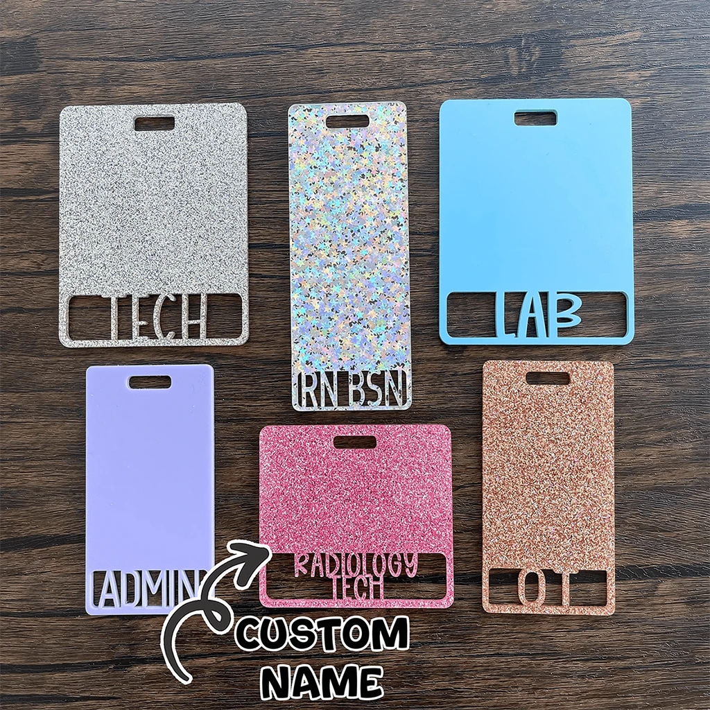 个性化徽章夹、注册护士徽章夹、定制护士证件卡套、亚克力徽章卷轴、同事礼物 - F-徽章標籤牌 - 查看 1