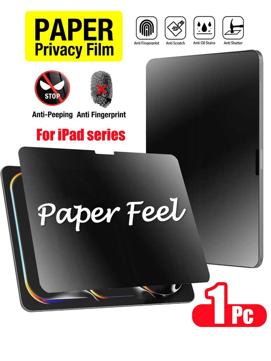 1 عبوة واقي شاشة مطفي للخصوصية متوافق مع آيباد A16 الجيل الحادي عشر 2025 بمقاس 11 بوصة / آيباد الجيل العاشر 2022 بمقاس 10.9 بوصة، غشاء بي إي تي مطفي بملمس الورق، مضاد للانعكاس، حساسية عالية - الأسود - مشاهدة 1