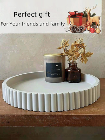 Resin Decorative Bowl - White Large Home Decor Bowl - Coffee Table Bowl Decoration - Scallop Ruffle Centerpiece Bowl, Ruffled Scallop Stone Bowl - , For Home Decor, Entryway, Kitchen Countertop Fruit, Table Centerpiece, Key - Handmade In India,Christmas