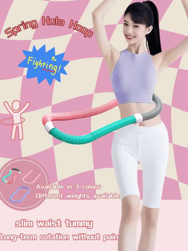 1pc Pink, Green And Gray Mixed Color Heavier(1200g) Spring HulaHoop Soft-Body, Abdomen-Contracting, Weighted, Suitable For Weight Loss Without Hurting The Waist. Suitable For Men And Women To Lose Belly Fat And Reduce Abdominal Circumference. Indoor And Outdoor Fitness Equipment.