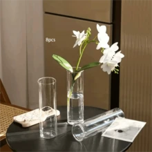 1/3/6/8 piezas Jarrones mini de estilo bohemio de plástico, adecuados para girasoles, aguacates y pequeñas plantas bulbosas, excelentes para decoración de bodas, sala de estar y mesa de comedor, jarrones para el Día de San Valentín, jarrones de estilo bohemio hechos a mano, para amantes de las plantas - Blanco - Ver 13