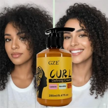 GZE 卷发定型霜 3 合 1 免洗护发素 不粘腻 保湿和消除毛躁 卷发霜 - 黃色 - 查看 2