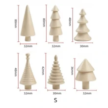 1 Set/1pc Vintage Mini Wooden Christmas Trees, Handmade Wood Christmas Trees, Rustic Mini Christmas Trees Set, Perfect For Christmas Table Centerpiece Decorations, Xmas Decor And Christmas Accessories - Multicolor - View 8