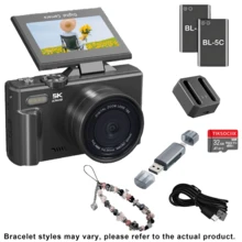 [Paquete de 2 baterías] Cámara digital 5K UHD y 75MP - Cámara para vlogging con WiFi, zoom 18X, pantalla de 3" giratoria 180°, enfoque automático y antivibración, cámara compacta de viaje para transmisión en vivo, tarjeta SD de 32GB, batería de 1150mAh, fotografía para principiantes, ajustes personalizables, regalo para Navidad, Halloween, Acción de Gracias, cumpleaños