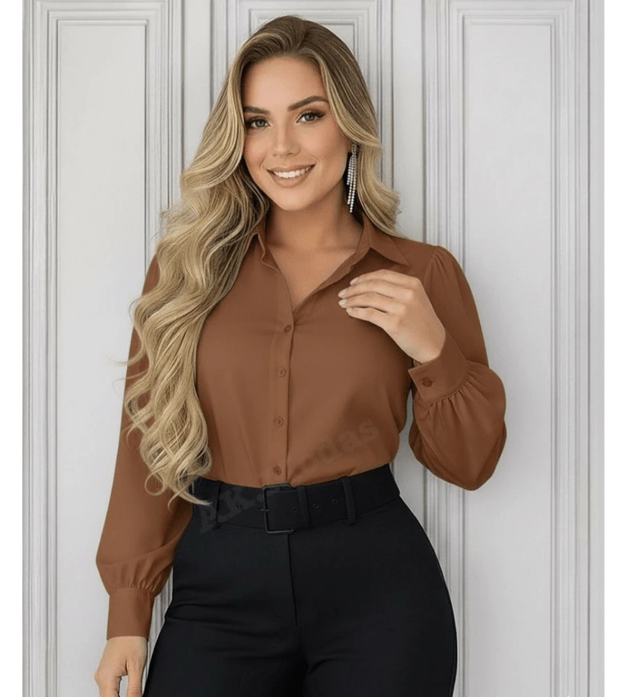 Women's Formal Blouse With Buttons Elegant Summer Fashion  Women's Formal Shirt - CARAMELOO 正裝襯衫 - 查看 1