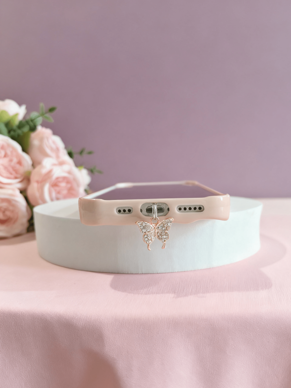 Ross-Border Bestseller Gold And Silver Diamond-Encrusted Small Tail Butterfly Phone Charging Port Dust Cover, Couple's Same Style, Suitable For IPhone And Type-C