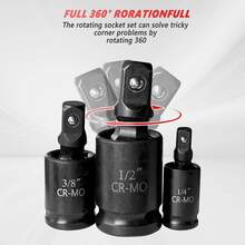 10-Piece Socket Adapter Set Impact Wrench Nut Set 1/4 3/8 1/2 Socket, Suitable For Various Applications - Red - View 6