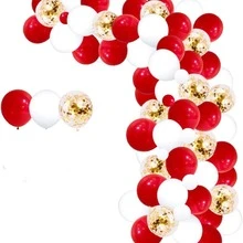61个12英寸金色和红色气球套装 - 金属金色和红色乳胶氦气球，适用于婚礼、周年纪念、婴儿派对、生日派对 - 彩色 - 查看 3
