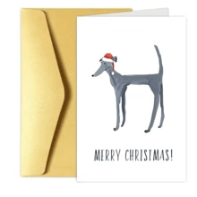 1张圣诞快乐灰色狗狗生日贺卡，带圣诞帽，卡通设计，适用于各种场合（圣诞节、生日、友谊日、祝贺、节日），万圣节主题，适合所有人，英文生日礼物 - 彩色 - 查看 7