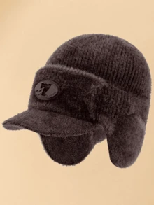 JZML 1 件男士数字装饰耳罩针织帽 - A - 查看 9