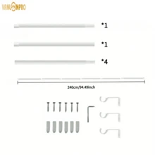 1pc White Curtain Rod Set With Brackets, Adjustable Length, 1.6cm Diameter Metal Rod, Easy Installation Supports, Modern Minimalist Decor Style, Matte Black Design, Suitable For Sheer Curtains And Shower Curtains Home Bathroom Decor Fall Decor Bathroom Accessories Back To School - Multicolor - View 15
