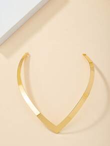1pc Asymmetrical Geometric & Vintage & Exaggerated & Personalized & Fashionable & High-End Collar Necklace, European And American Style - Yellow Gold - View 2
