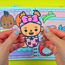 Pegatinas 3D del mundo Toca Life, pegatinas para libro de actividades sin terminar, set de scrapbook para niños, materiales DIY que requieren corte manual, juguete antiestrés para niños - Multicolor - Ver 9