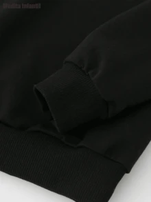 KID004Boys' Autumn And Winter Stylish Fleece Sweatshirt Featuring Cute And Relaxed Long Sleeves with a Print of The 26 Animal Letters A to E. - Negro - Ver 5