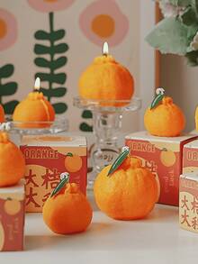 This Beautiful, Handmade Orange-Shaped Candle Measures 6.5 Cm (2.56 Inches) In Diameter. It's A Beautiful, Handmade Orange-Shaped Scented Candle. It's Perfect For Tabletop Decorations, Home Decor, And Birthday Candles. It's Perfect For Parties, Christmas, Valentine's Day, Halloween, And Other Holiday Decorations. It Also Makes A Great Gift For Lovers And Loved Ones. - Multicolor - View 2