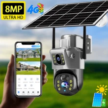 V380 1 PC 4G Wireless Solar Security Camera Outdoor Dual Lens Waterproof Motion Detection CCTV Camera Full-Color Night Vision Auto Tracking Surveillance Camera For Home, Storefront, And Factory, Farm IP Camera PTZ Camera Ring Camera