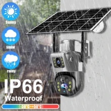 V380 1 PC 4G Wireless Solar Security Camera Outdoor Dual Lens Waterproof Motion Detection CCTV Camera Full-Color Night Vision Auto Tracking Surveillance Camera For Home, Storefront, And Factory, Farm IP Camera PTZ Camera Ring Camera