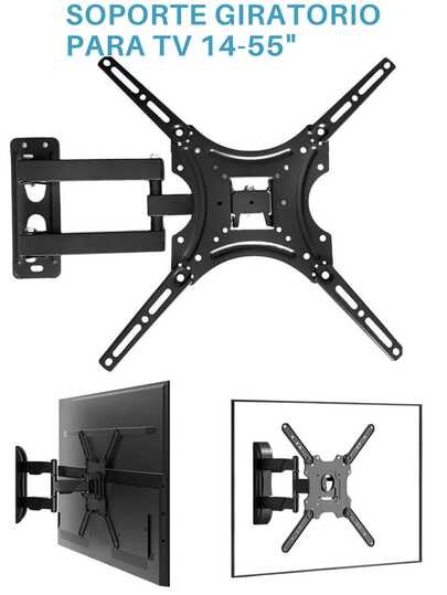 Soporte para TV, Soporte para Monitor, Movilidad 3 Brazos Soporte de Pared Giratorio y retráctil para TV de 14 a 55 Pulgadas