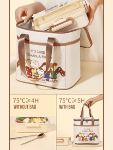 SNOOPY Insulated Meal Bag - Large: Oxford Cloth Waterproof Exterior, Aluminum Foil Thermal Lining, Double-Zipper Design, 5H+ Food Warmth, Durable & Easy to Clean, Family & Office Lunch, Picnic & Daily Use, Perfect for Family Gatherings, Office Break, Family & Office Lunch, Picnic & Daily Use, Perfect for Family Gatherings, Office Breaks & Outdoors Office Break - 史努比餐包-大號 - 查看 8