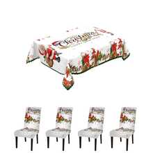 1/4/5/6/35 件圣诞雪屋、驯鹿、圣诞老人、圣诞树图案装饰数码印花桌布和椅套套装 - 室内家具桌防尘可洗桌布，适用于室内餐厅装饰、家庭聚会、礼物、节日派对 - 08 - 查看 16