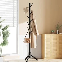 This Fashionable Wooden Coat Rack Comes In 4 Elegant Color Options, Equipped With 8 Hooks And 3 Multi-Functional Adjustable Hangers. The Design Is Exquisite And Easy To Assemble. It Is Very Suitable For Storing Coats, Hats, Scarves And Handbags In The Entryway, Hallway, Bedroom And Office. This Practical And Stylish Storage Solution Can Add Luster To Your Home Decor, Making It An Ideal Choice For The Upcoming Holiday Season And Various Gatherings. - Multicolor - View 4