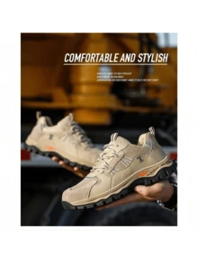 Botas industriales con puntera de acero para hombre, Antideslizantes y Resistentes, Athletic, Fitness, Sportswear, street style, workout outfit - Caqui - Ver 4