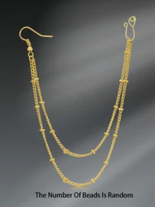 CIZME 1件/套金色假鼻环，鼻中隔链耳环饰品 - 鼻钉吊坠鼻链穿刺装饰，夹式吊坠鼻中隔耳环（女士款），万圣节装饰，珠子数量随机 - 金色 - 查看 17