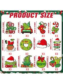 Set Of 36 Traditional Christmas Wooden Decorations, Lime Green And Red Holiday Tree Decorations, Holiday Wood Chip Tags, Christmas Tree, Home And Kitchen Decorations, Home Party Decorations, No Power Required Best Gift Birthday Graduation Home Decorations Christmas Decorations Room Decorations Christmas