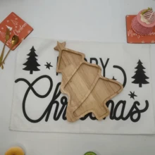 Christmas Eve, Christmas, Holiday Party Dessert Tray, Candy Tray, Special Christmas Tree Style-Wooden Decorative Tray, Coaster, Dessert Tray, Candy Tray, Snack Tray, Cheese Tray, Decorative Tray, Surprise Gift For Family And Friends, Photo INS Style. - Mocha Brown - View 5
