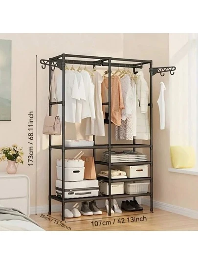 New Multi-Function Coat Rack, Freestanding Clothes Hanger, Simple Clothes Storage Rack For Bedroom, Movable Double-Row Clothes Rack, Designed For Compact Living Spaces, Enhances Entryway And Dorm Room Organization, Two-Row Hanging And Storage Solution, Easy Relocation With Movable Base, Stylish Minimal Appearance To Match Modern Wardrobes, Supports Everyday Clothes, Accessories, Hats, And Bags, Simple Assembly, Keeps Floors Clear And Corners Tidy, Ideal For Daily Wardrobe Rotation And Room Layout Flexibility.