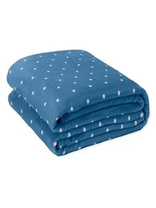 Double Blanket Anti-Allergic Microfiber Soft Polka Dot Pattern - Màu xanh lam - Xem 9