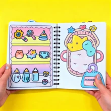 Pegatinas 3D del mundo Toca Life, pegatinas para libro de actividades sin terminar, set de scrapbook para niños, materiales DIY que requieren corte manual, juguete antiestrés para niños - Multicolor - Ver 4