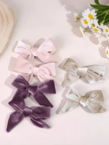 6 buc/set agrafe de păr cu fundă din catifea pentru fete, material simplu și la modă din catifea moale, stil elegant, potrivite pentru fete, esențiale zilnic, agrafe de păr, toamnă, iarnă, accesorii de păr de Crăciun și decorațiuni de Crăciun, cadou de Ramadan