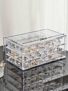 1pc Acrylic Transparent Drawer Style Makeup Jewelry Storage Box, Display Rack. Desktop Organizer For Jewelry, Lipstick, Eyeshadow, Cushion, Skincare Products. Jewelry Display, Stationery Storage For Women Storage Organizer Travel Holiday Essential Fall Decor Autumn Halloween - Transparent color 1 - View 8