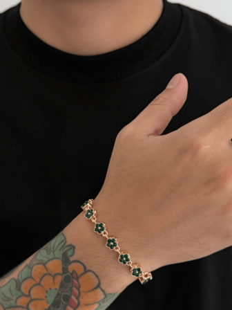 1 pieza Pulsera de hombre con flor 3D hueca de rhinestone, adecuada para uso diario, fiestas y como regalo para Halloween, Navidad, Día de San Valentín, Día del Padre