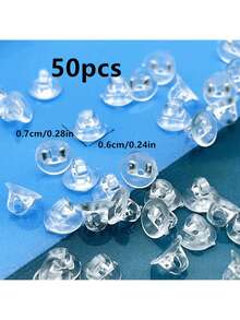 50pcs/Pack Transparent Plastic High Heel Hair Tie Accessories Diy Resin Exclusive Glue Buckle Material Summer, School - White - View 6