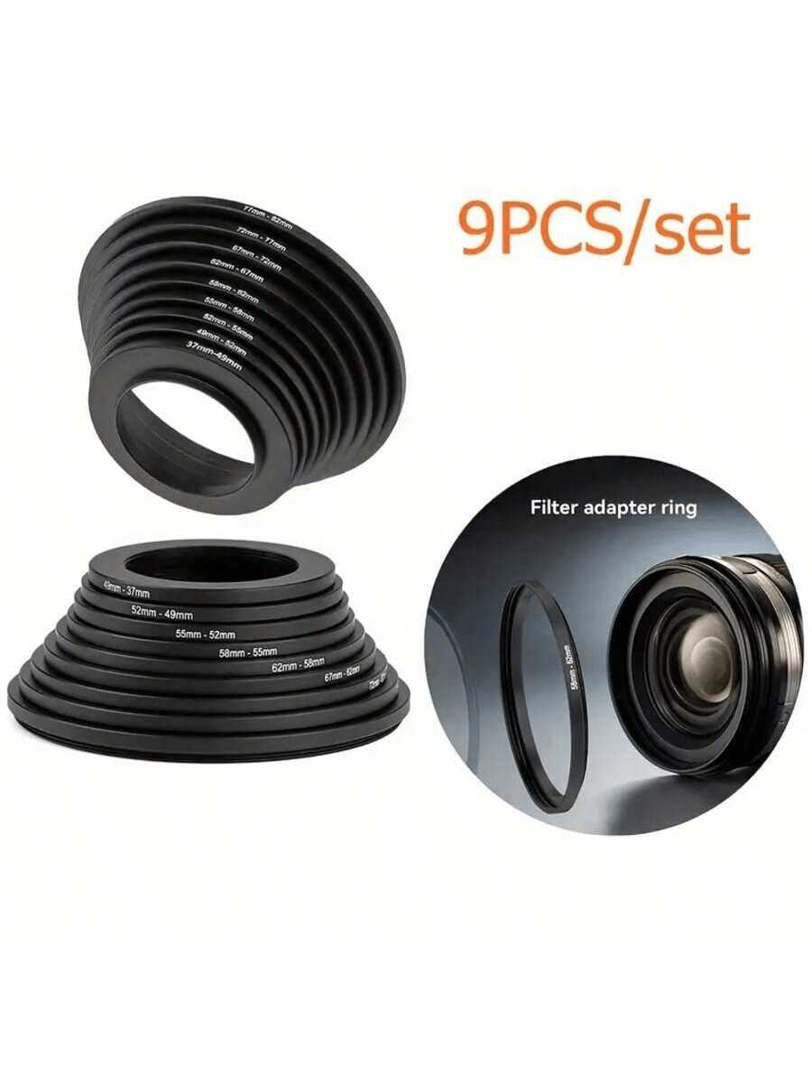 Bộ vòng chuyển đổi ống kính máy ảnh lên/xuống 37-82mm 82-37mm cho tất cả các loại ngàm ống kính máy ảnh DSLR 9 chiếc - Nhiều màu - Xem 1