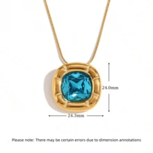 VKHK 1個復古18K鍍金不鏽鋼方邊圓緣吊墜項鍊，飾有花朵和立方氧化鋯，適合女性作為日常配飾或婚禮禮物 - 吊墜項鍊 - 查看 6