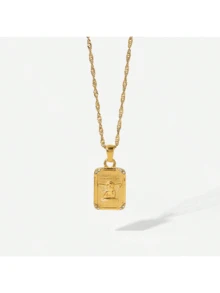 VKHK 1 件复古 18K 镀金不锈钢淡水珍珠天使吊坠项链，适合女性日常和婚礼佩戴配饰礼物 - 金黃色 - 查看 9