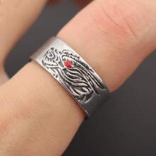 1pc Personalizado Simple Lucky Dragon Pattern Ring, Men's Zodiac Dragon Lunar New Year Accessories Vintage Open Ring Party Birthday Gift Jewelry - por defecto - Ver 3