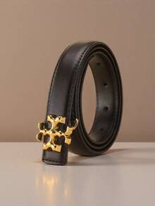 1件时尚女士腰带，采用优质皮革材质，配金色合金扣，可搭配裤子和裙子日常穿着。 - 米 - 查看 5