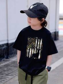 envío nacional  Bandera, ciervo, camuflaje. ropa de niño disfraz halloween niño playeras de niño - Negro - Ver 1