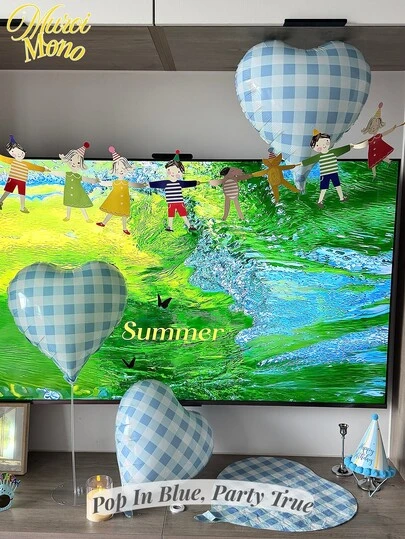 <Pop In Blue, Party True>，5/10/20 个粉色和蓝色心形氦气球，适用于生日装饰、新娘送礼会、婚礼、订婚、周年纪念、生日、情人节装饰、单身派对