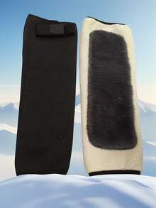 1pc Knee Warmer, Thick Fleece Knee Brace With Straps, Unisex Knee Support For Cycling, Winter Joint Protection - Black - View 10