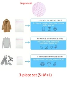 1PC/3PCS Zipper Mesh Laundry Bags, Honeycomb Laundry Washing Bag, Suitable For Clothing, Shirts, Bras, Socks, Pantyhose, Underwear, Travel Storage Bag